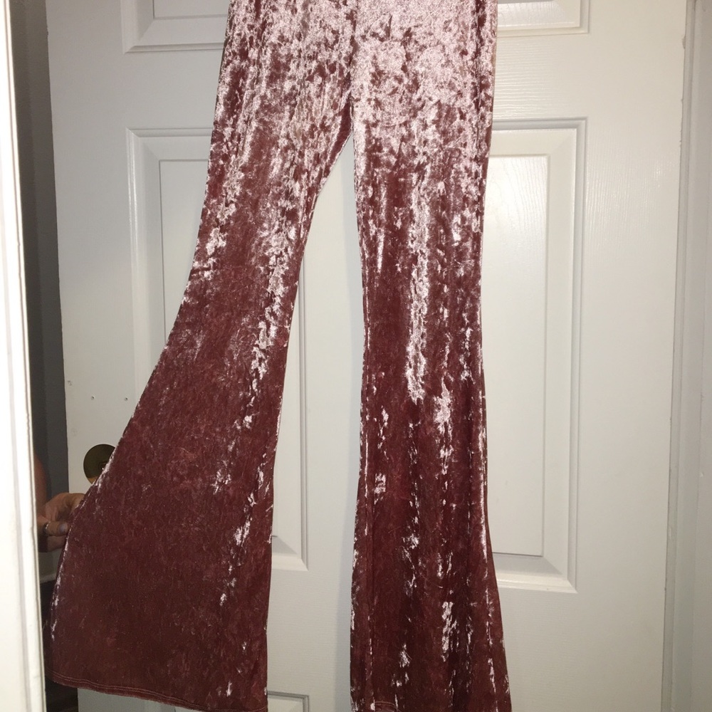 Pink Flare Velvet Pants